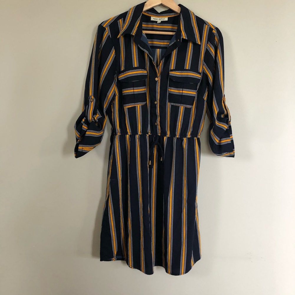 Navy and Yellow Striped Dress